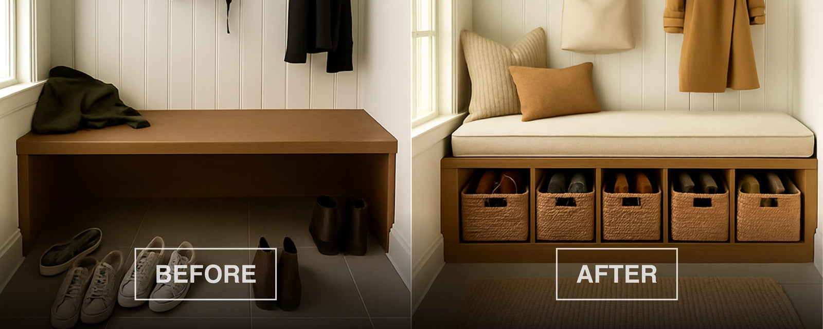 Before & After: Transform Your Entryway with Custom Mudroom Cushions
