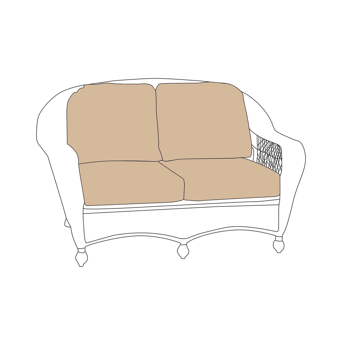 North Cape Port Royal and Charleston Loveseat Replacement Cushion (4 Cushions) | ZIPCushions