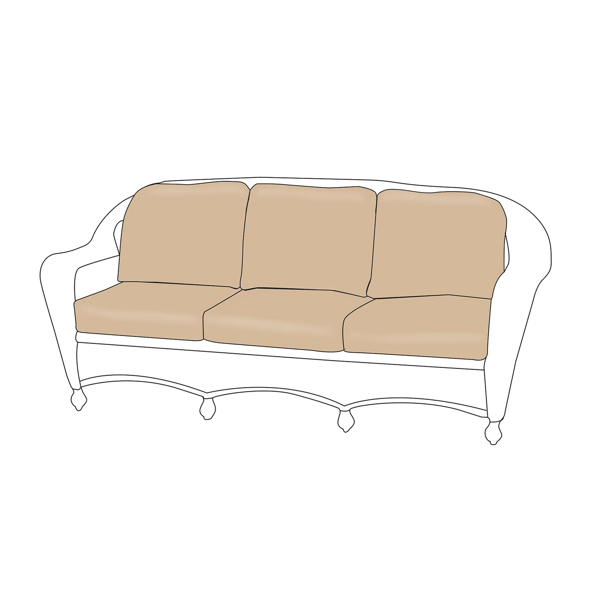 North Cape Wicker Charleston Sofa Cushion Set (6 Cushions) | ZIPCushions