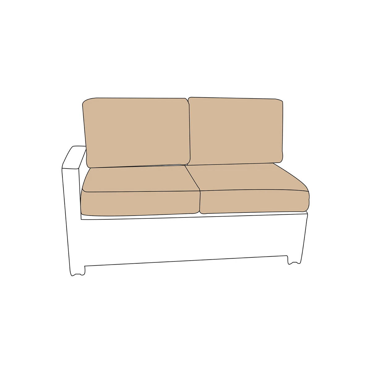 North Cape Cabo Left Arm Sectional Loveseat Cushions (4 Cushions) |  ZIPCushions