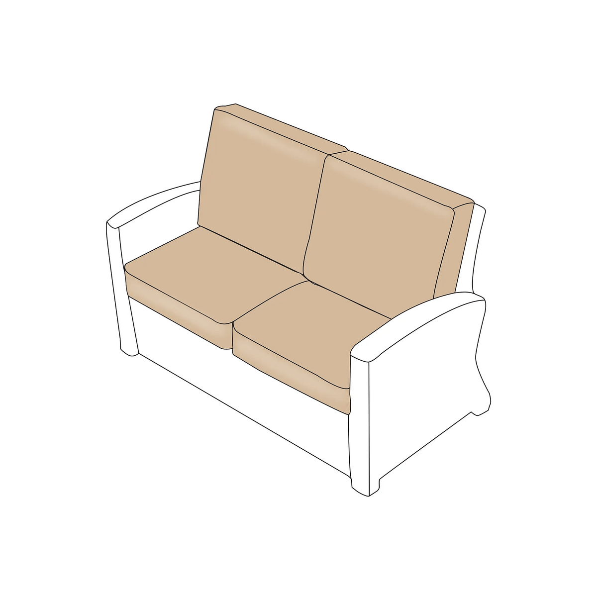 North Cape Wicker Bainbridge Loveseat Cushions (4 Cushions) | ZIPCushions