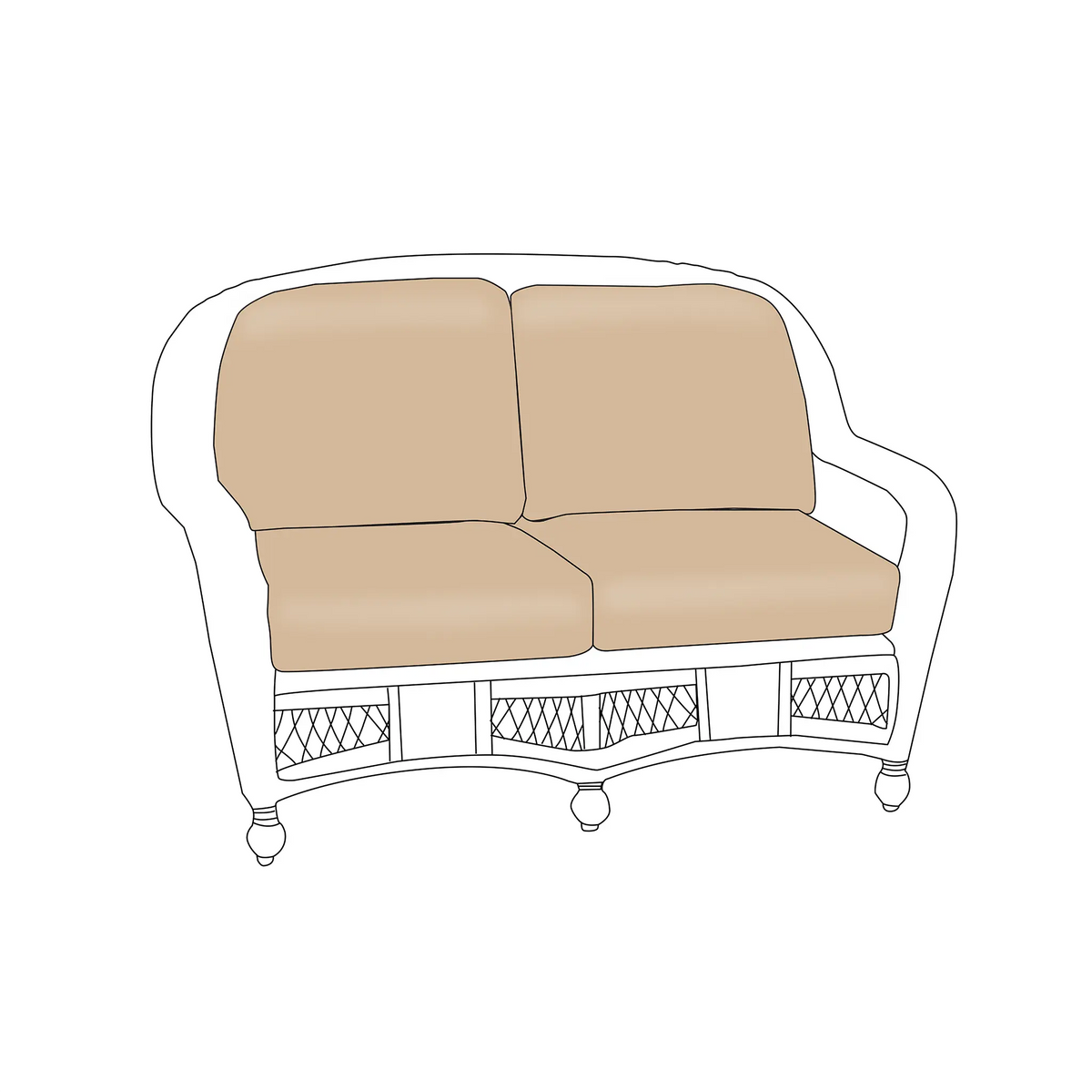 North Cape Wicker St Lucia Loveseat Cushion Set (4 Cushions)