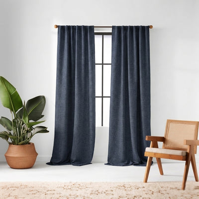 Navy Eco-Woven Curtain - Primary image