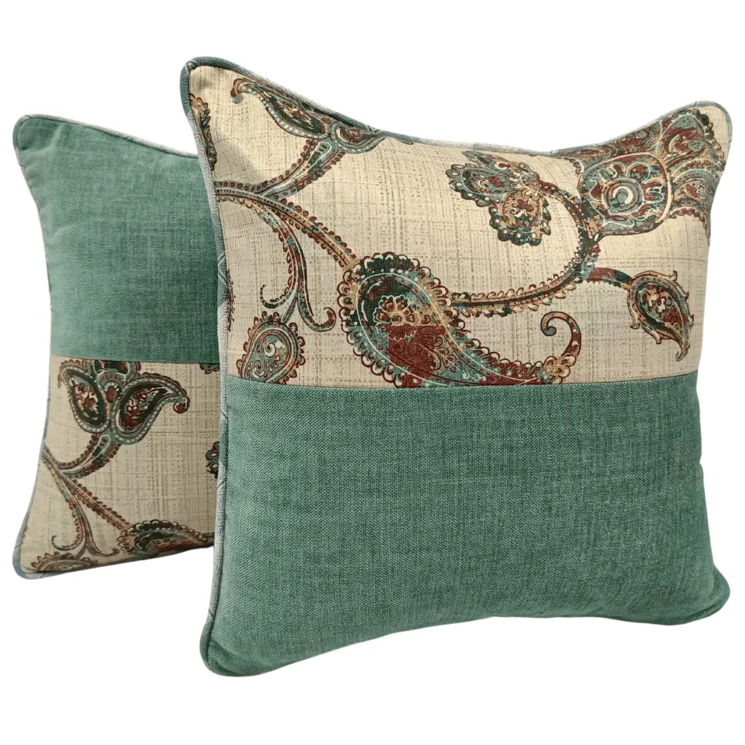 Paisley Patchwork Throw Pillow Covers (16x16, Set of 2) | ZIPCushions
