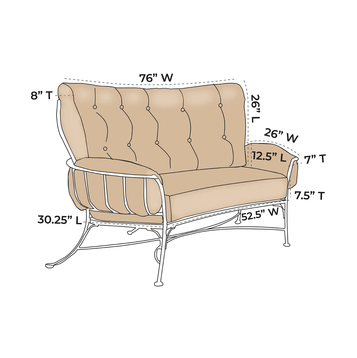 OW Lee Monterra Replacement Mini Crescent Loveseat Cushions |  ZIPCushions
