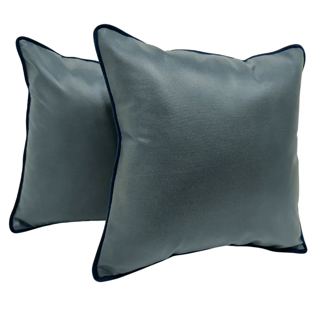 Elegant Blue Pillow Covers with Leather-Like Finish (16x16, Set of 2) | ZIPCushions