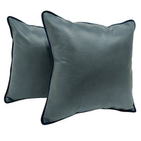 Elegant Blue Pillow Covers with Leather-Like Finish (16x16, Set of 2)