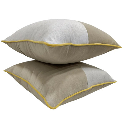 Beige & Off White Dual Tone Pillow Covers (22x22, Set of 2) - Alternate image