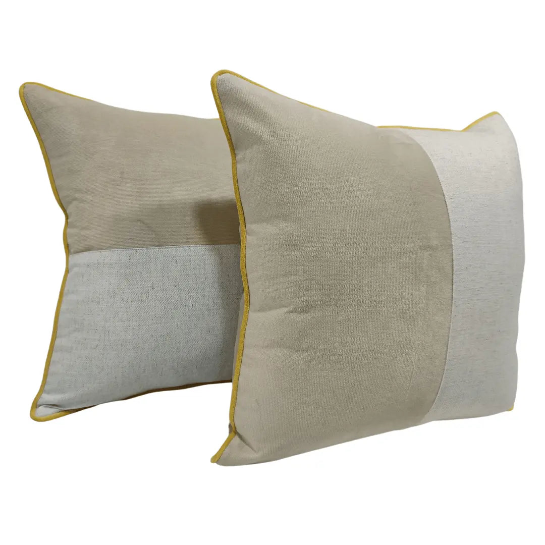 Beige & Off White Dual Tone Pillow Covers (22x22, Set of 2) | ZIPCushions