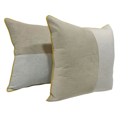 Beige & Off White Dual Tone Pillow Covers (22x22, Set of 2)