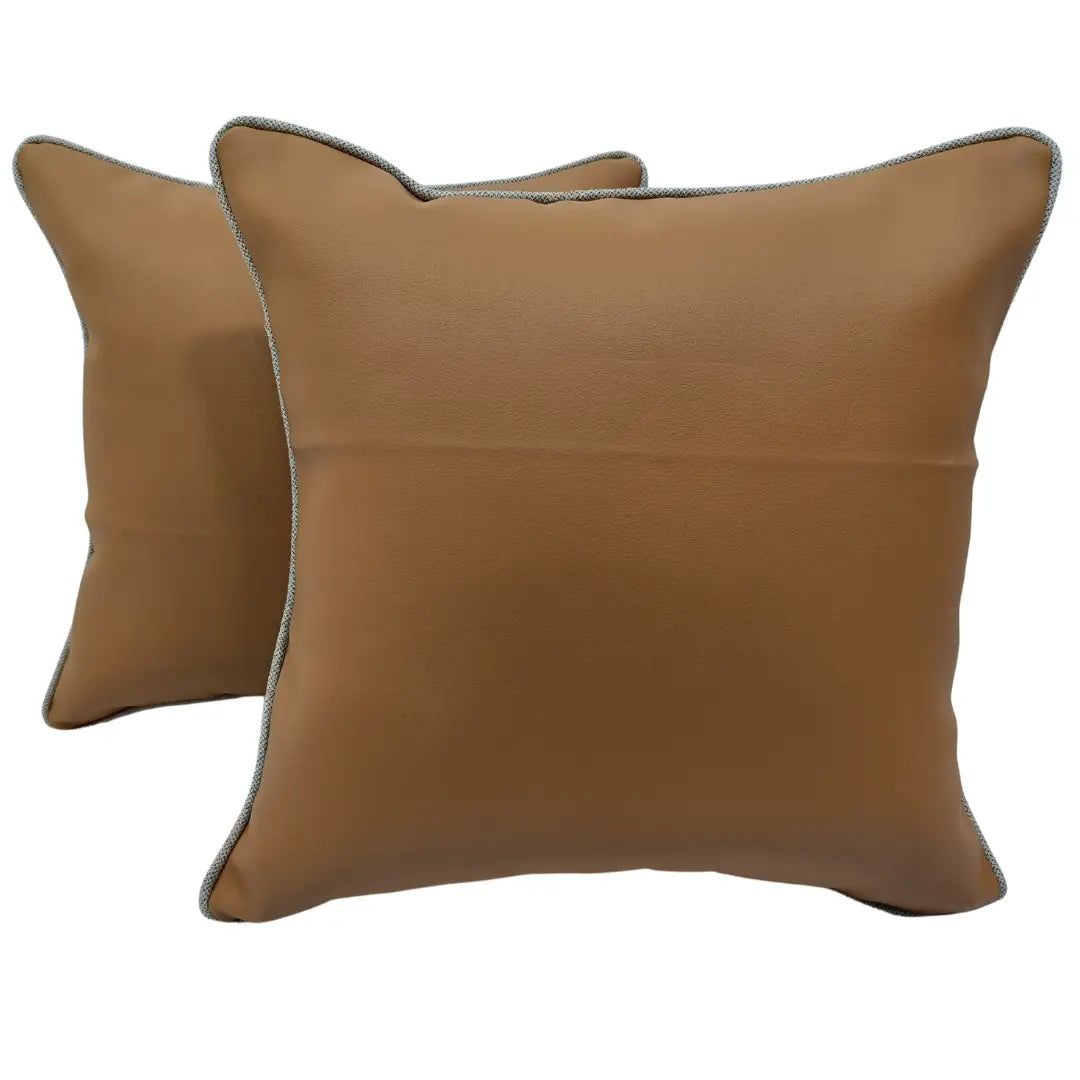 Premium Tan Stamskin Pillow Covers (16x16, Set of 2) | ZIPCushions