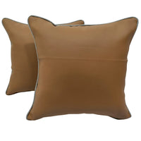 Premium Tan Stamskin Pillow Covers (16x16, Set of 2)
