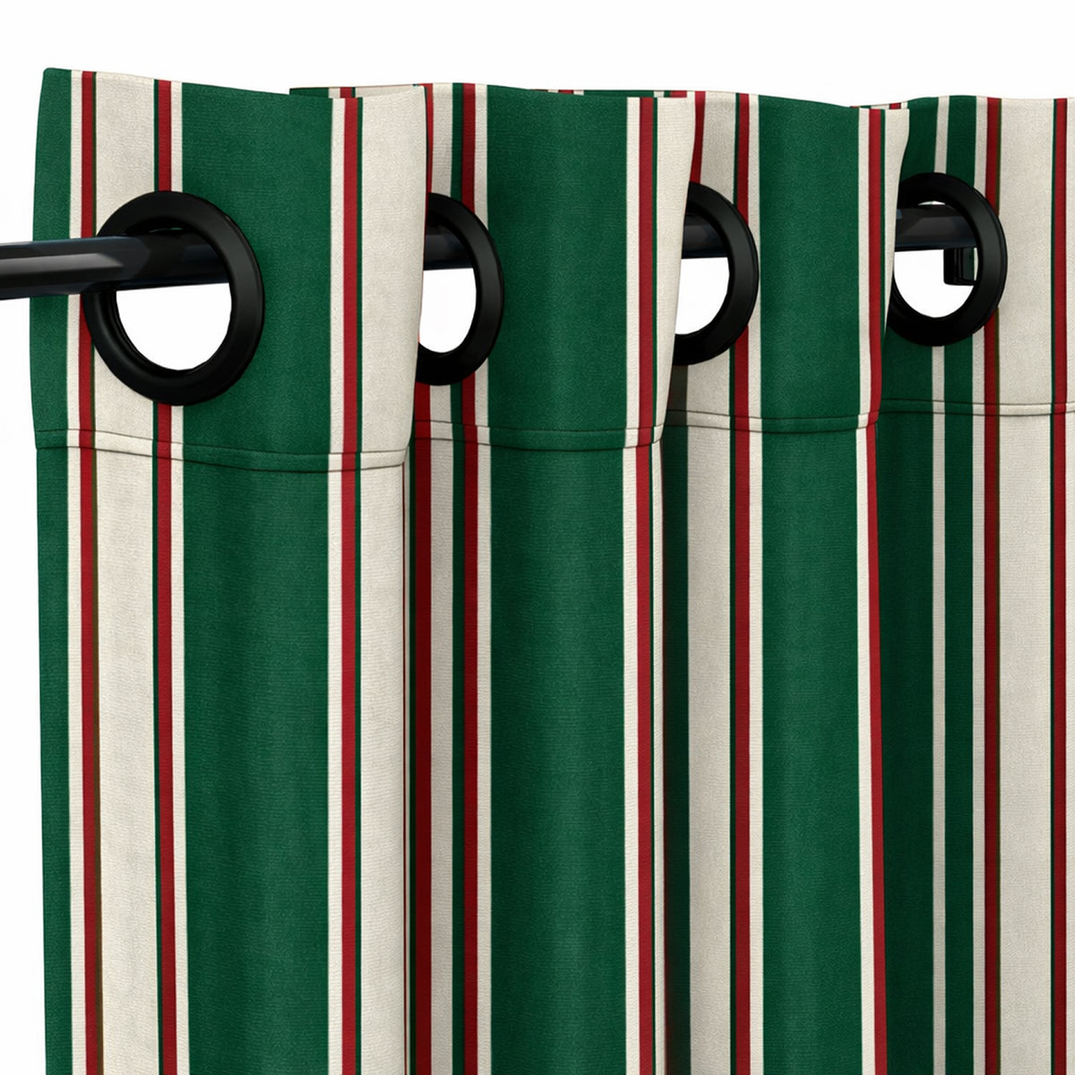 Sunbrella Fancy Stripe Forest Green Curtain