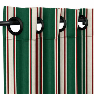Sunbrella® Fancy Stripe Forest Green Curtain