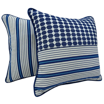 Patterned Blue Indoor Cushion Covers (16x16, Set of 2)