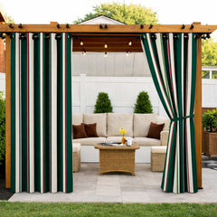 Sunbrella Fancy Stripe Forest Green Curtain - alternate view