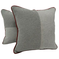 Textured Sage & Gray Indoor Pillow Covers with Contrast Piping (16x16, Set of 2)