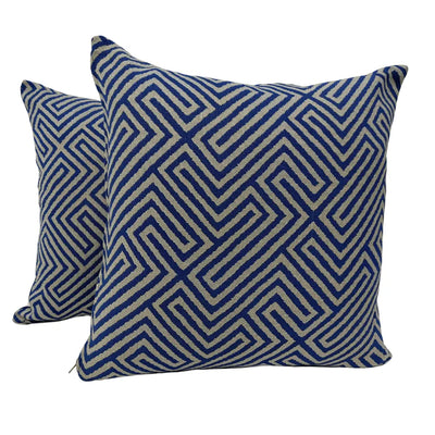 Geometric Blue & White Pillow Covers (20"x20", Set of 2)