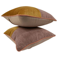 Luxe & Cozy Golden Mustard & Blush Pink Pillow Covers  (16x16, Set of 2)