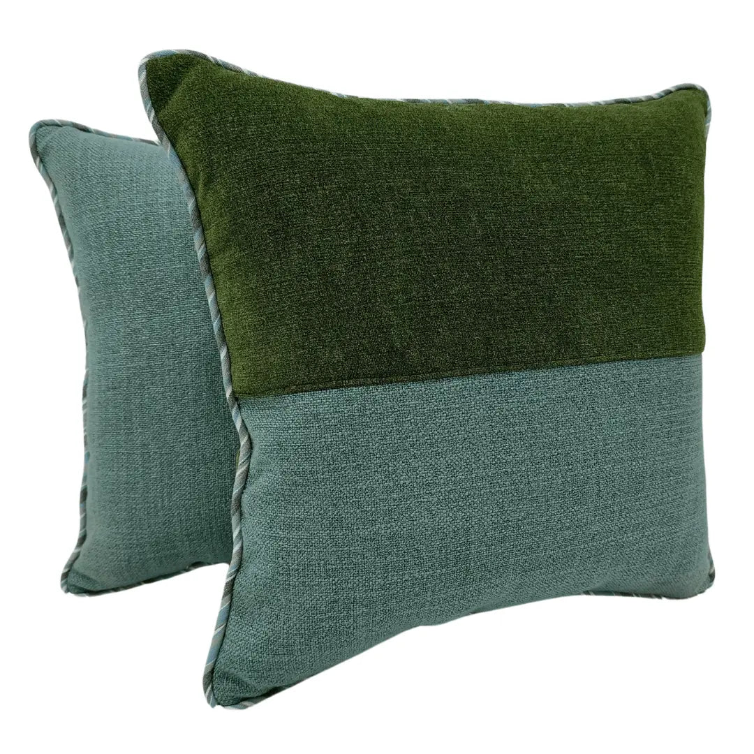 Earthy Elegance Two-Tone Green Accent Pillows (16x16, Set of 2) | ZIPCushions