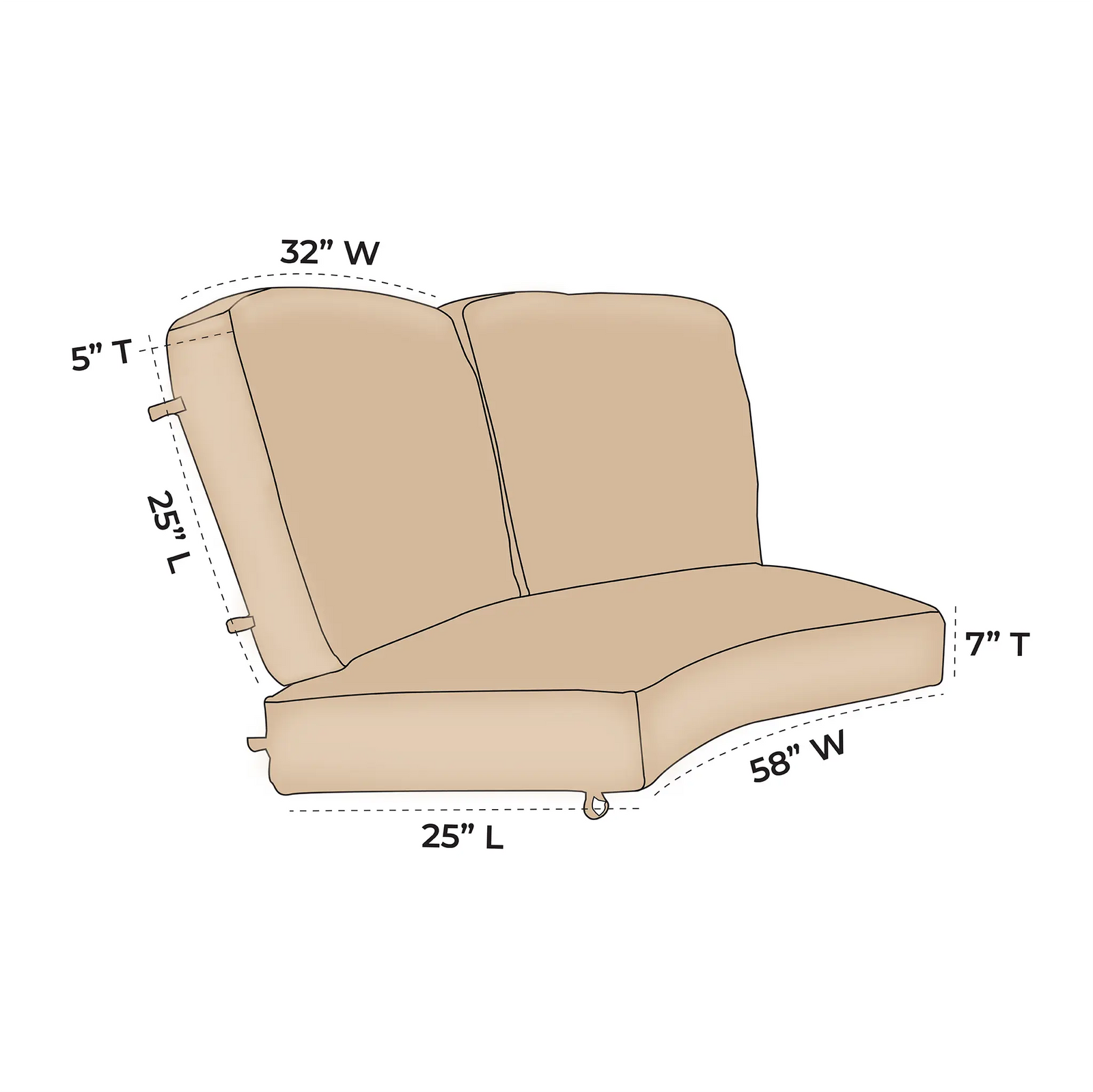 OW Lee Pasadera Replacement Crescent Loveseat Cushions |  ZIPCushions