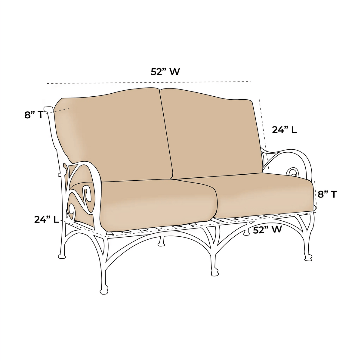 OW Lee Ashbury Loveseat Replacement Cushion (2 Seat and 2 Back) | ZIPCushions