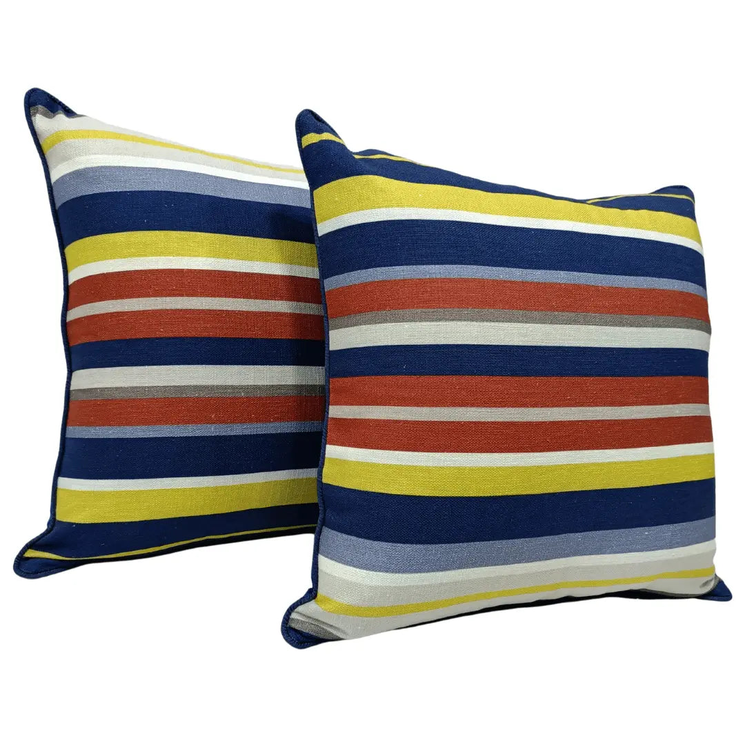 Vibrant Striped Cotton Pillow Covers (22x22, Set of 2) | ZIPCushions
