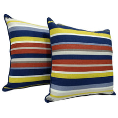Vibrant Striped Cotton Pillow Covers (22x22, Set of 2)
