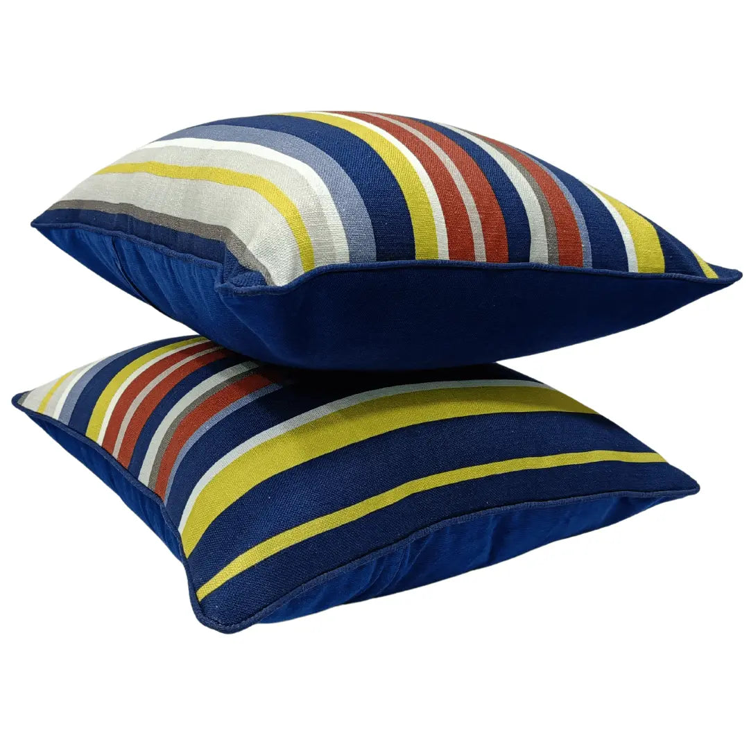 Vibrant Striped Cotton Pillow Covers (22x22, Set of 2) | ZIPCushions - view 2
