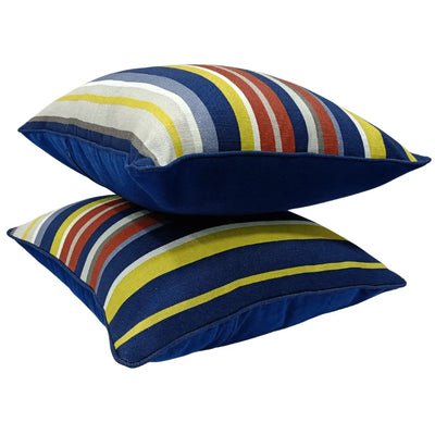 Vibrant Striped Cotton Pillow Covers (22x22, Set of 2) - Alternate image