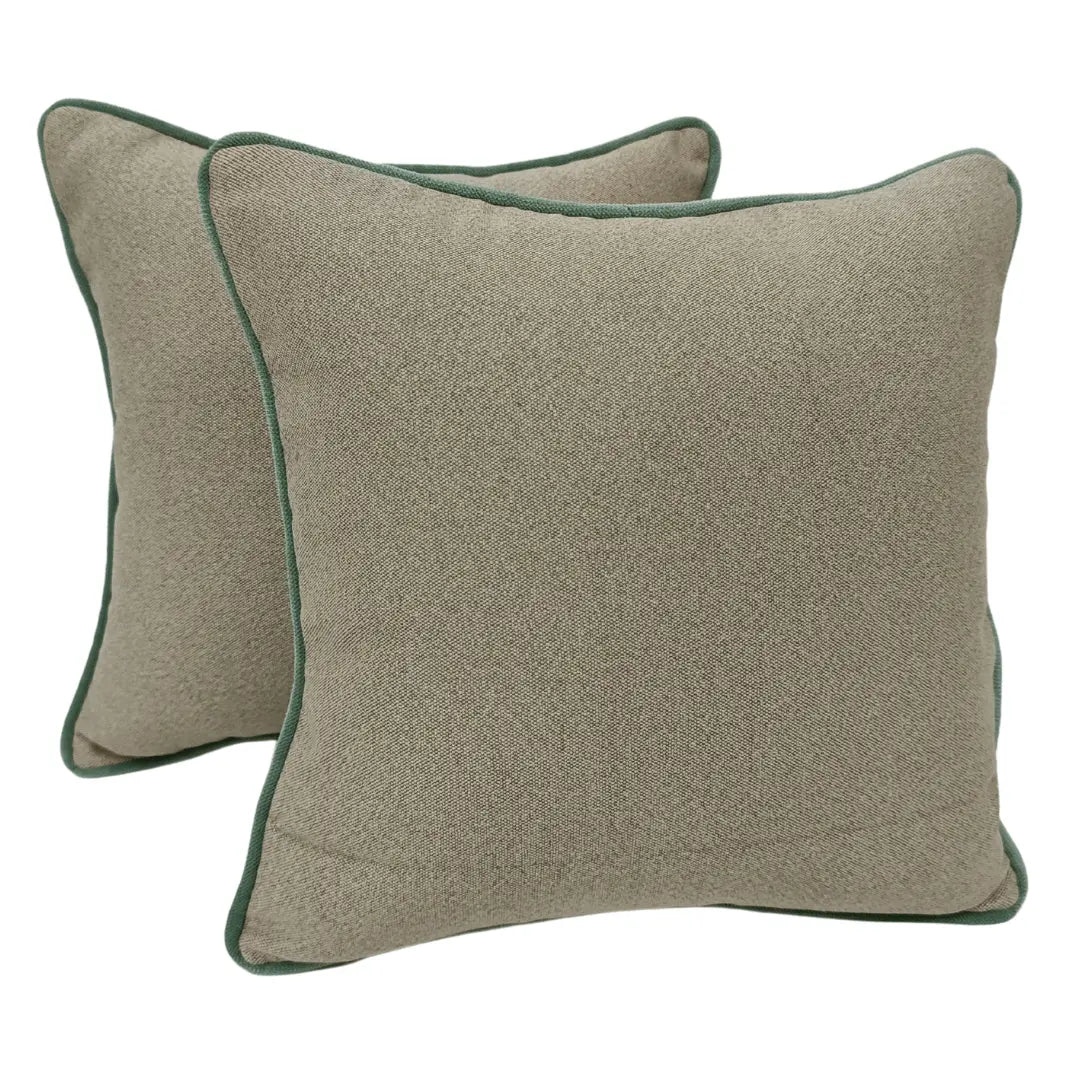 Beige Pillow Covers with Green Piping (16x16, Set of 2) | ZIPCushions