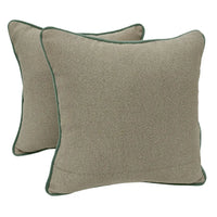 Beige Pillow Covers with Green Piping (16x16, Set of 2)