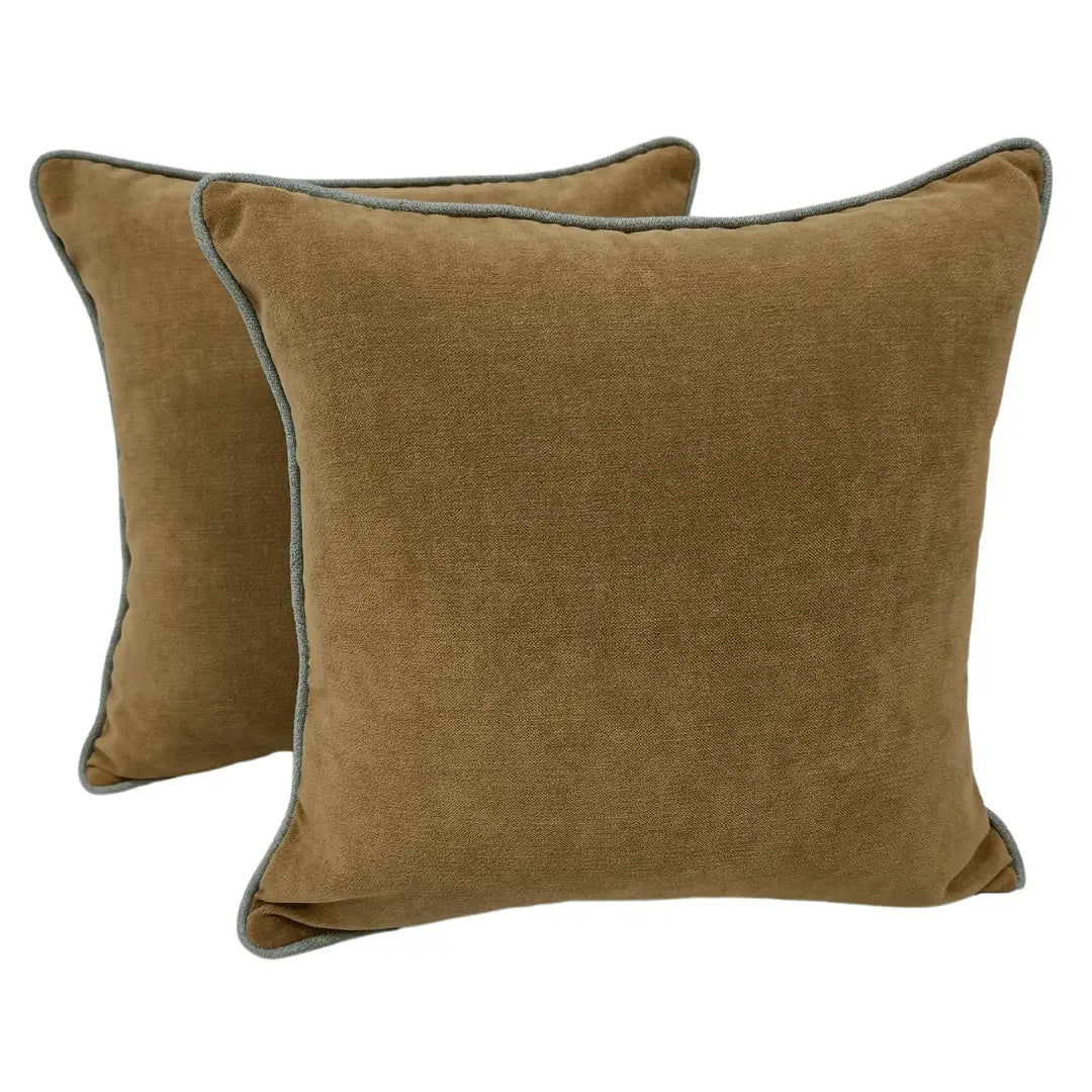 Warm Brown Pillow Covers with Elegant Piping (16x16, Set of 2) | ZIPCushions