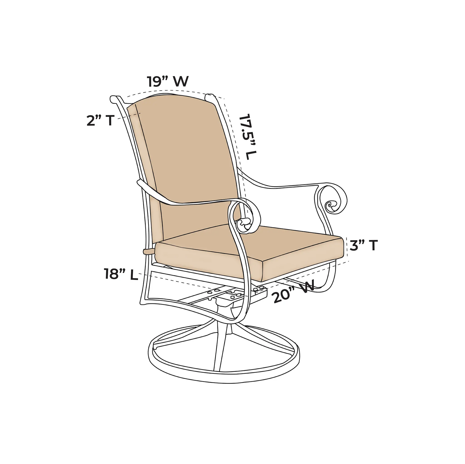 OW Lee San Cristobal Swivel Dining Chair Replacement Cushions |  ZIPCushions