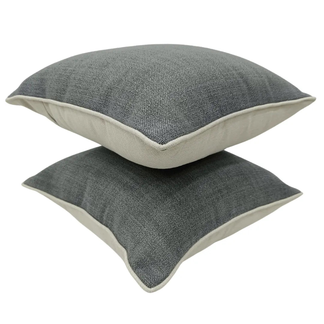 Soft Gray Pillow Covers with Contrast Piping | ZIPCushions