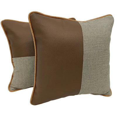 Stylish Indoor Pillow Covers with Leather Like Accent