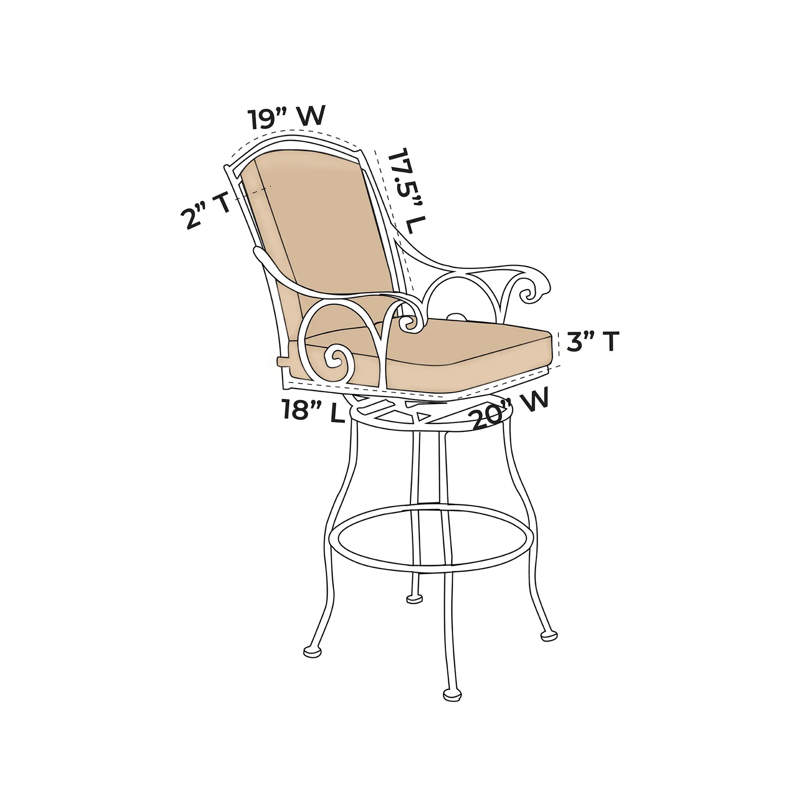 OW Lee Silana Swivel Bar Stool Replacement Cushions |  ZIPCushions