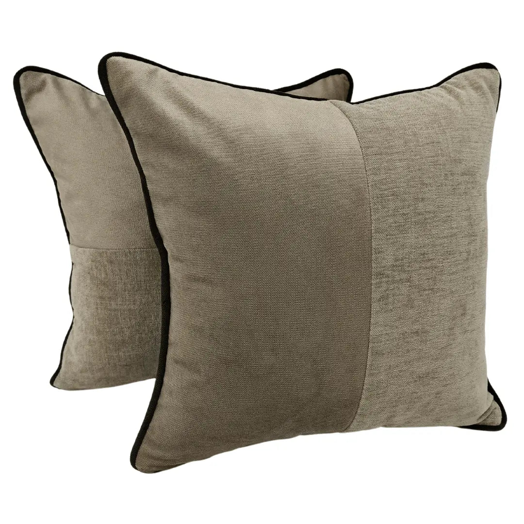 Dual-Tone Chenille Pillow Covers with Black Piping (16x16, Set of 2) | ZIPCushions