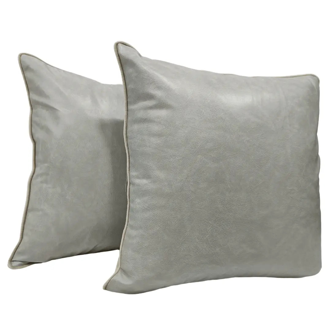Luxurious Two-Tone Faux Leather & Chenille Pillow Covers (22×22, Set of 2) | ZIPCushions