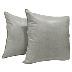 Luxurious Two-Tone Faux Leather & Chenille Pillow Covers (22×22, Set of 2)