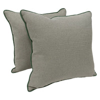 Textured Herringbone Pillow Cover with Green Piping (16x16, Set of 2)