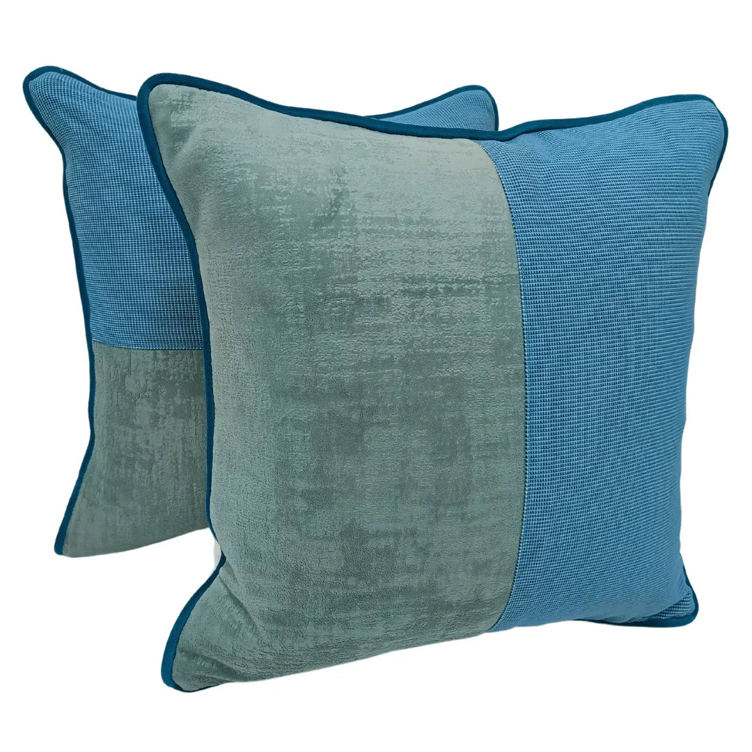 Elegant Two-Tone Blue Throw Pillow Covers (16x16, Set of 2) | ZIPCushions