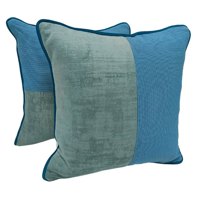 Elegant Two-Tone Blue Throw Pillow Covers (16x16, Set of 2)