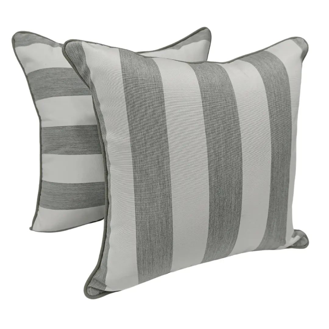 Classic Striped Gray & White Throw Pillow Covers (16x16, Set of 2) | ZIPCushions