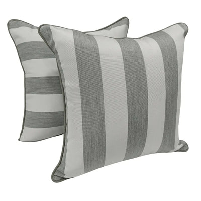 Classic Striped Gray & White Throw Pillow Covers (16x16, Set of 2)