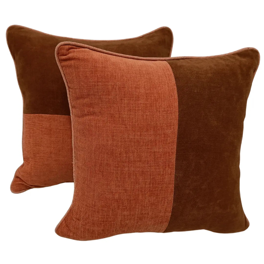 Rust & Mocha Dual-Tone Pillow Covers (16x16, Set of 2) | ZIPCushions