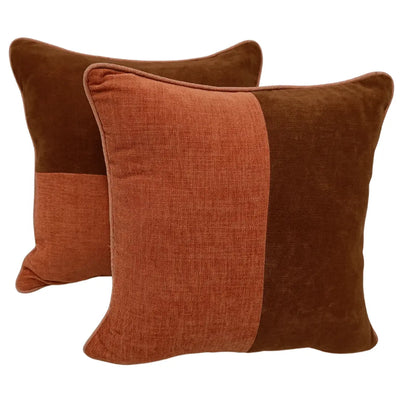 Rust & Mocha Dual-Tone Pillow Covers (16x16, Set of 2)