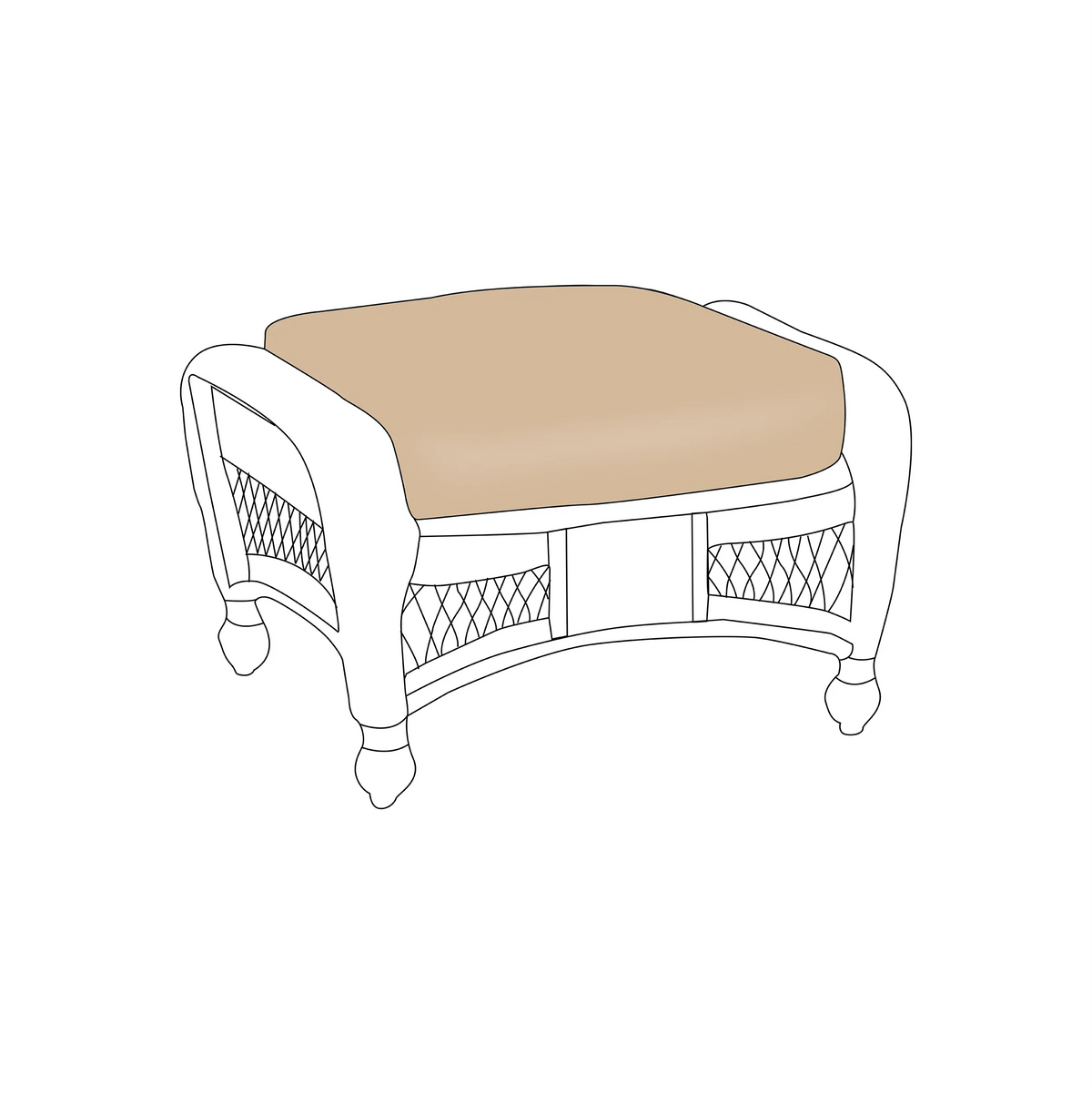 North Cape Wicker St Lucia Ottoman Cushion |  ZIPCushions