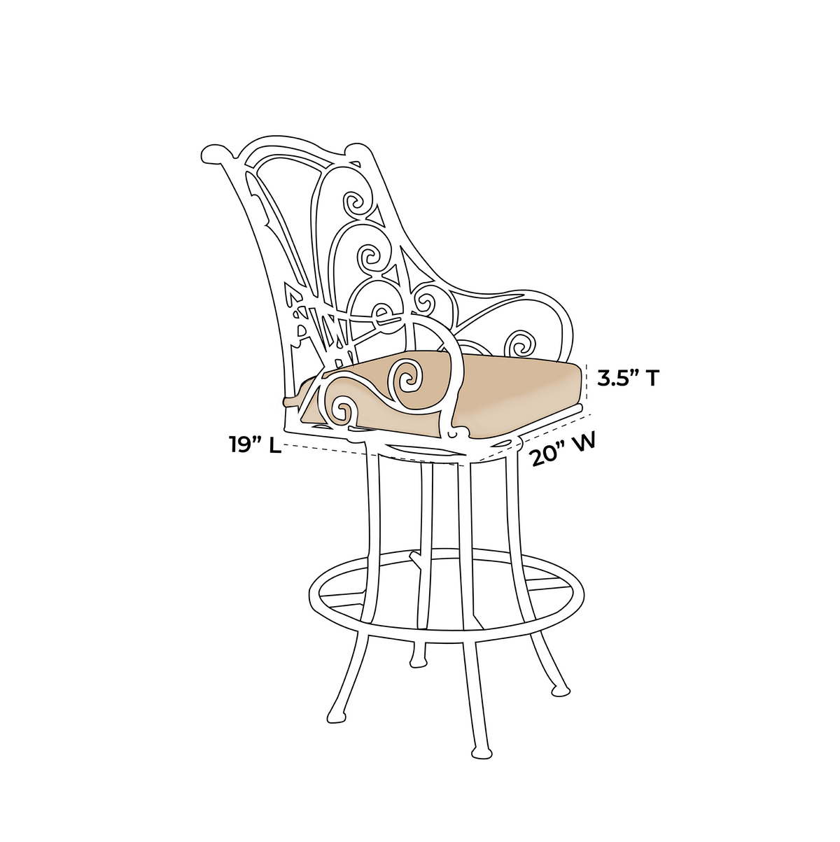 OW Lee Ashbury Swivel Bar Stool Replacement Cushions