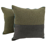 Green & Grey Split-Design Accent Pillow Covers (16x16, Set of 2)